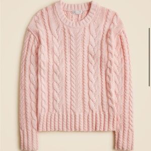 J. Crew Cableknit Crewneck Sweater in Delicate Bloom